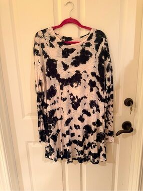 Show Me Your Mumu Tie-Dye Long Sleeve Tunic dress — lavender and navy
